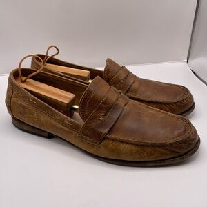 Frye Men's Penny Loafers Tan Leather Moc Toe Casual Shoes Size 12 Classic